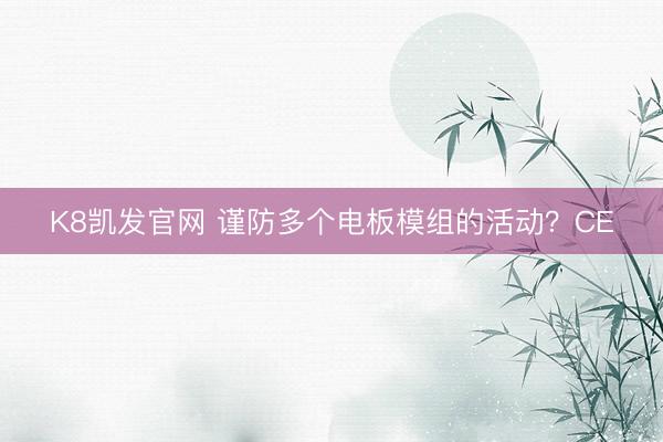 K8凯发官网 谨防多个电板模组的活动？CE