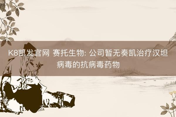 K8凯发官网 赛托生物: 公司暂无奏凯治疗汉坦病毒的抗病毒药物