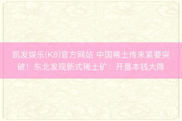 凯发娱乐(K8)官方网站 中国稀土传来紧要突破！东北发现新式稀土矿：开垦本钱大降