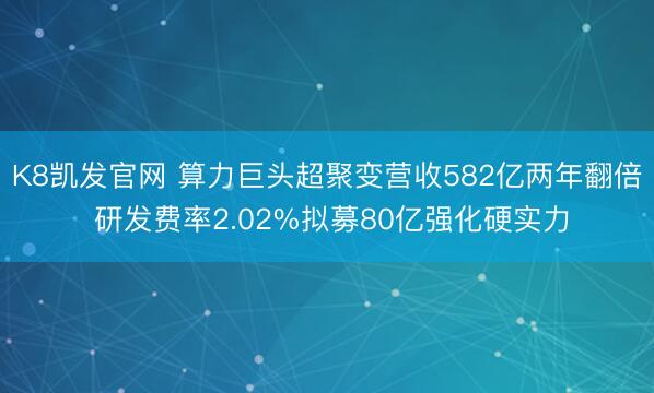 K8凯发官网 算力巨头超聚变营收582亿两年翻倍 研发费率2.02%拟募80亿强化硬实力