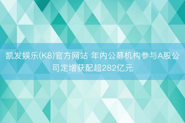 凯发娱乐(K8)官方网站 年内公募机构参与A股公司定增获配超282亿元