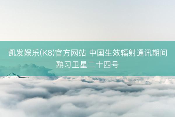 凯发娱乐(K8)官方网站 中国生效辐射通讯期间熟习卫星二十四号