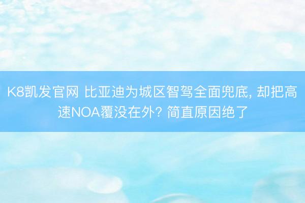 K8凯发官网 比亚迪为城区智驾全面兜底， 却把高速NOA覆没在外? 简直原因绝了