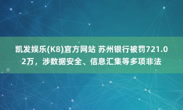 凯发娱乐(K8)官方网站 苏州银行被罚721.02万，涉数据安全、信息汇集等多项非法